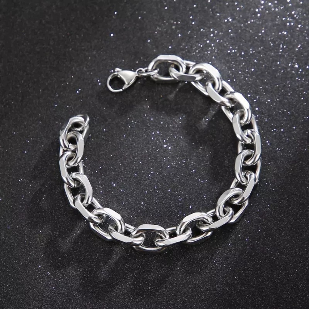 10mm Stainless Steel Cuba O-Chain Men Bracelet - Picture 4 of 6